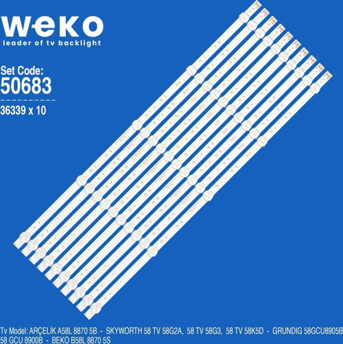 WKSET-5683 36339X10 APT-LB17038-58G3-1.2 JL.D58051330-202AS-M 10 ADET LED BAR