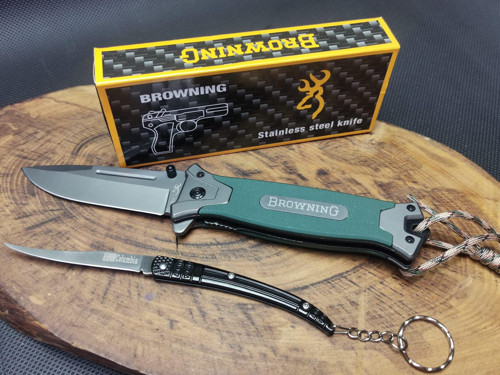 Kamp Outdoor 21 cm Yeşil İpli Browning Çakı ve Kılçık Çakı Seti