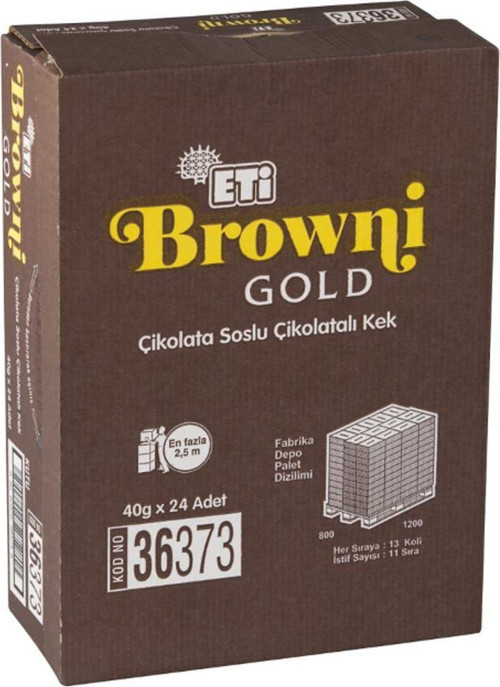 Browni Gold Kakao Soslu Çikolatalı Kek 45 Gr (24 Adet)