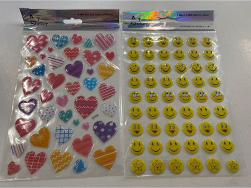 Kabartmalı Fashion Lüks Sticker Kalp Ve Gülen Surat 2'li Set