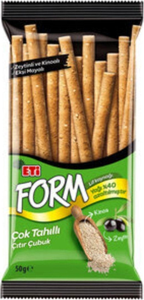 Form Zeytinli Kinoalı Ve Kekikli Çok Tahıllı Çıtır Çubuk Kraker 50 G ( 10 Adet )