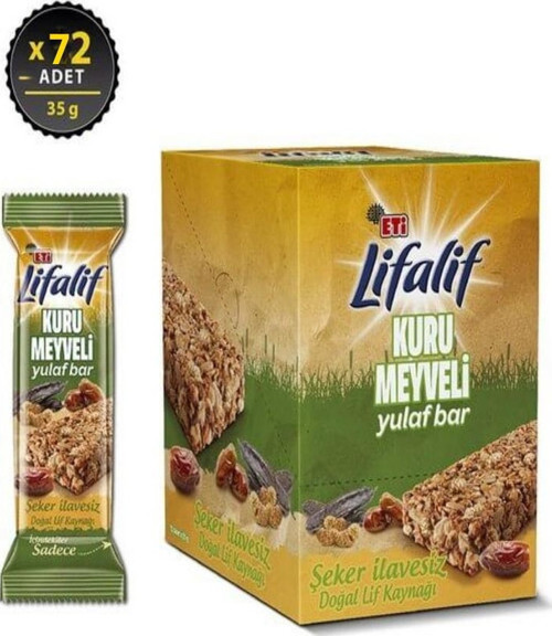 lifalif kuru meyveli şeker ilavesiz sağlıklı atıştırmalık 72 adet 35 gr