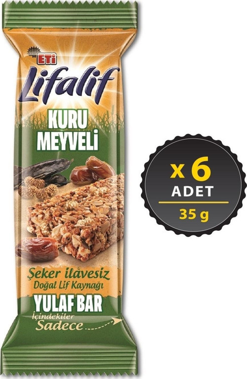 Lifalif Kuru Meyveli Yulaf Bar 35 g x 6 Adet