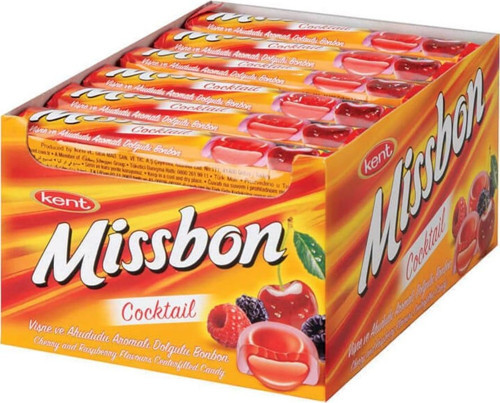 Missbon Vişne Ahududu Bonbon Şeker 43 Gr Paket ( 18 Adet)