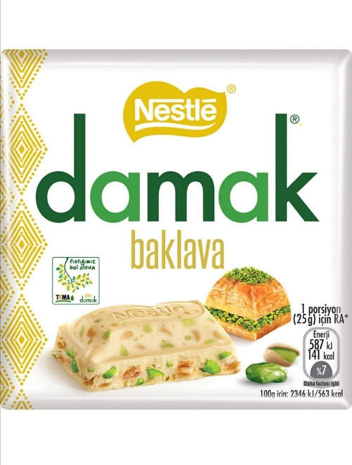 Damak Baklava Sarmalı 6 Adet 60gr Kare Çikolata