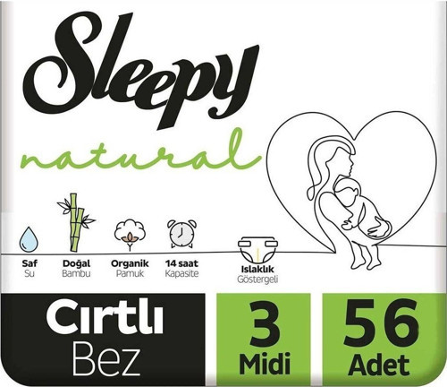 Natural Bebek Bezi Yeni 2li Jumbo 3 Beden 4-9 Kg 56 Adet