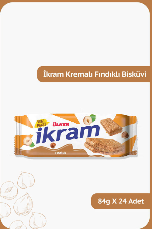 İKRAM Kremalı Fındıklı Bisküvi - 84 gram - 24 Adet