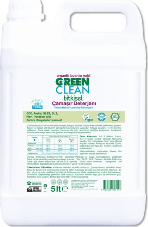 Organik Lavanta Yağlı Bitkisel Çamaşır Deterjanı 5lt-100 Yıkama