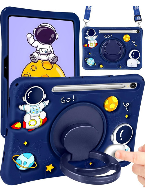 Samsung Galaxy Tab S10 Plus Standlı ve Boyun Askılı Astronot Figürlü Çocuk Tablet Kılıf
