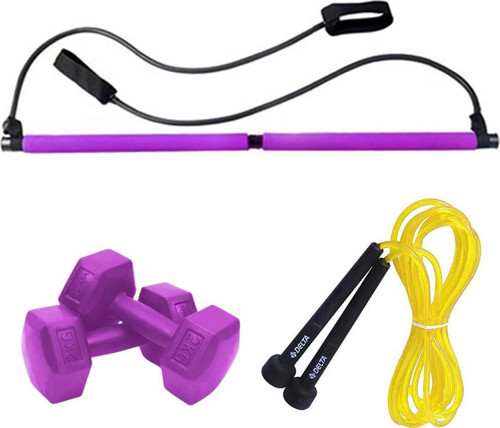 Pilates Portable Studio Squat Egzersiz Çubuğu Atlama İpi 2 Kg Plastik Dambıl