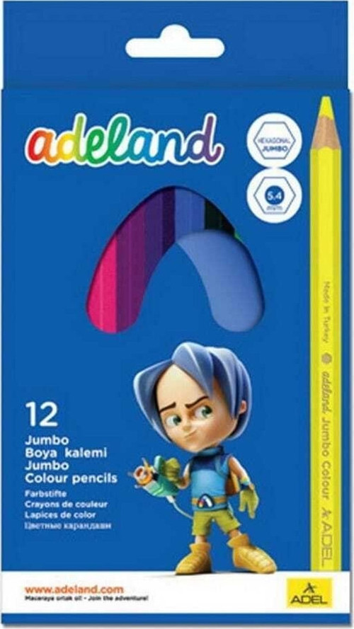 Jumbo Üçgen Gövde Boya Kalemi 12 Renk (5,4mm)