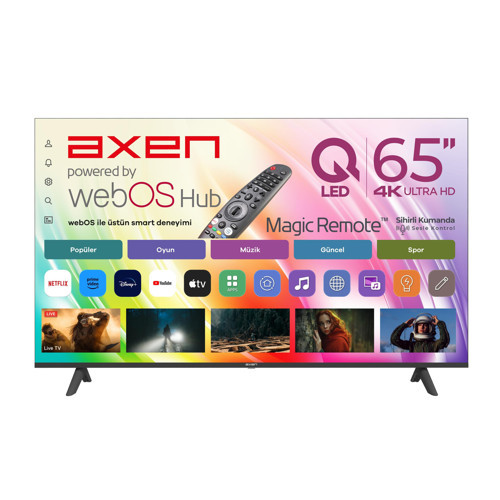 AX65QUMLN-W02M 65" 164 Ekran 4K UltraHD QLED webOS SmartTV ThinQ AI Destekli Sihirli Kumanda
