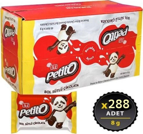 Petito 6 * 48 Adet Toplam 288 Adet Ayıcık Çikolata Bol Sütlü 1 koli