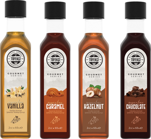 Şekersiz (Sugar Free) 4 Adet Deneme Şurup Seti Kahve Ve Kokteyl Şurubu Kalorisiz Formül (4X60Ml)