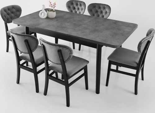 Lotus Papatya Açılır Yemek Masa 6 Sandalye Takımı