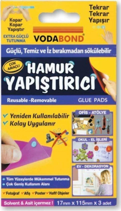 Afiş Fotoğraf Poster Hafif Objeler İçin Hamur Yapıştırıcı 17mm x 115mm x 3 Adet
