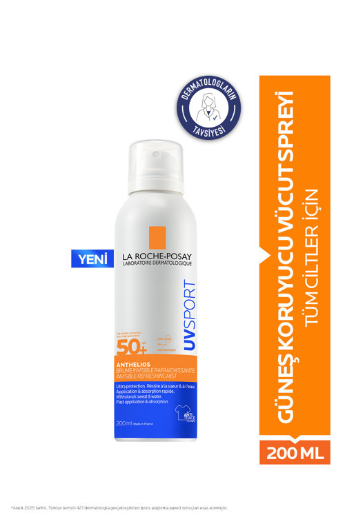 La Roche Posay Anthelios UVSPORT SPF50+ Tüm Cilt Tipleri İçin Uygun Ultra Güçlü Güneş Koruyucu Vücut Spreyi 200 ml
