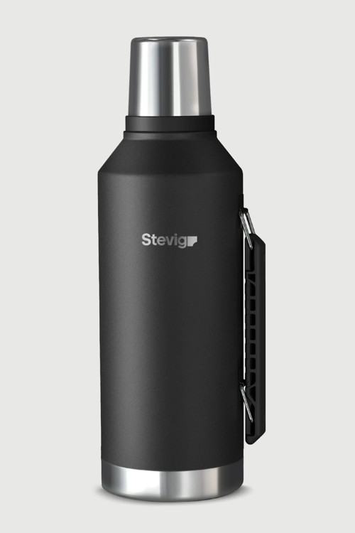 STEVIG 1 CAMPER KLASİK KULPLU SIZDIRMAZ ÇELİK TERMOS 2.2 LT. BLACK ST-261