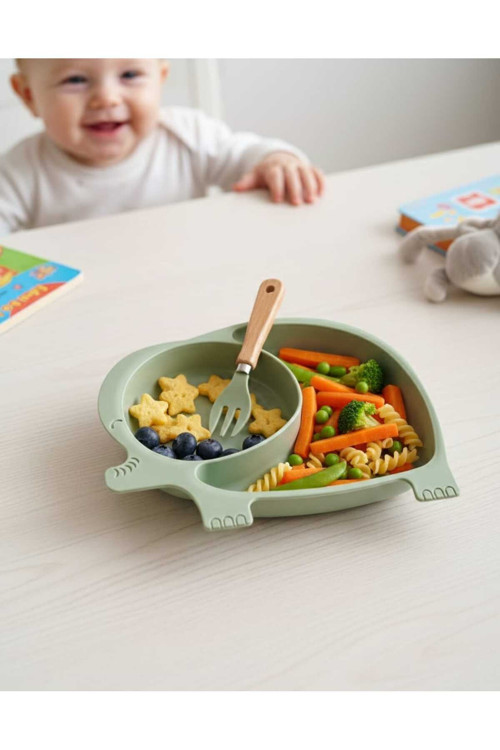 2 Bölmeli Fil Model Çocuk Ve Bebek Mama Tabağı