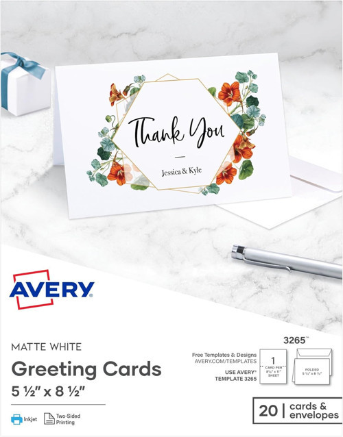 Greeting Cards, Inkjet Yazıcılar, 20 Boş Kart Ve Zarf, 5,5 X 8,5, Katlanmış (3265)