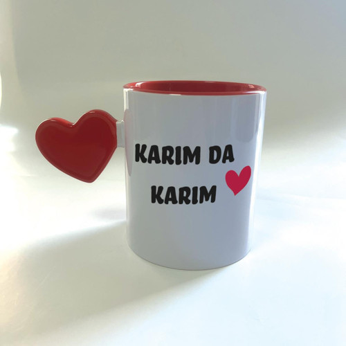 Karım Da Karım Baskılı Kırmızı Dolu Kalp Kulplu Mega Sevgililer Günü Kupası
