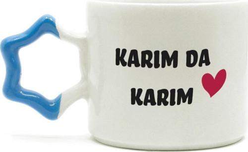 Karım Da Karım Baskılı Mavi Kulplu Yıldız Sevgililer Günü Kupası