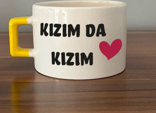 Kızım Da Kızım Baskılı Kadınlar Günü Sarı Kulplu C Fincan