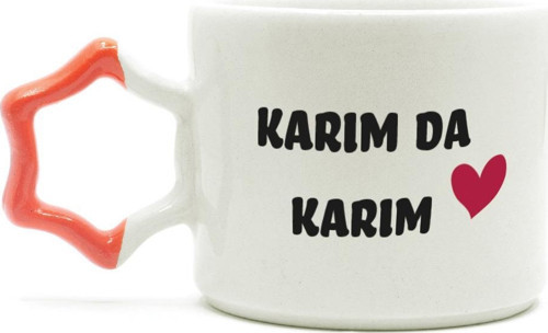 Karım Da Karım Baskılı Turuncu Kulplu Yıldız Sevgililer Günü Kupası