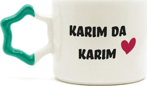 Karım Da Karım Baskılı Yeşil Kulplu Yıldız Sevgililer Günü Kupası