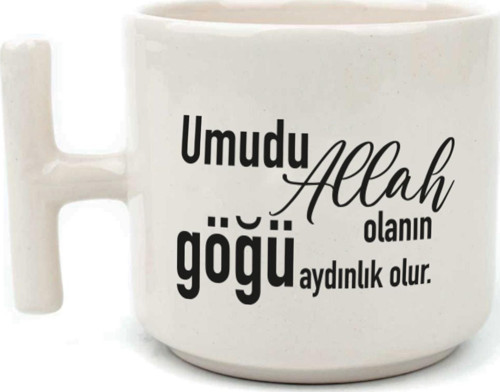 Umudu Allah Olanın Göğü Aydınlık Olur Baskılı Beyaz Kulplu T Kupa