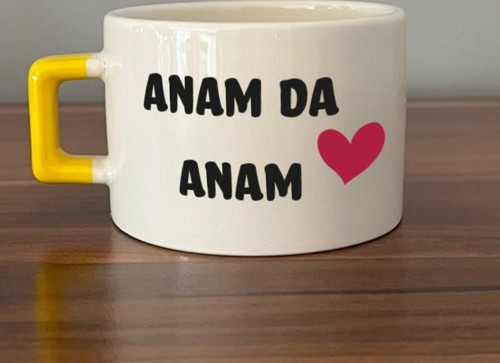 Anam Da Anam Baskılı Kadınlar Günü Sarı Kulplu C Fincan