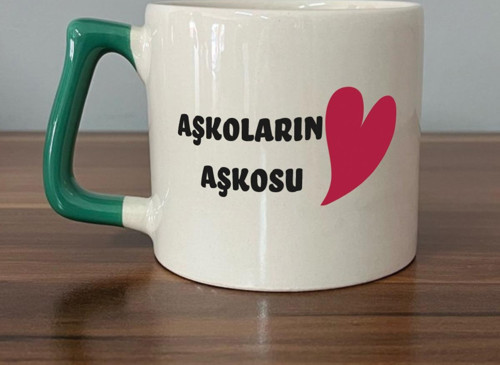 Aşkoların Aşkosu Baskılı Yeşil Kulplu D Sevgililer Günü Kupası