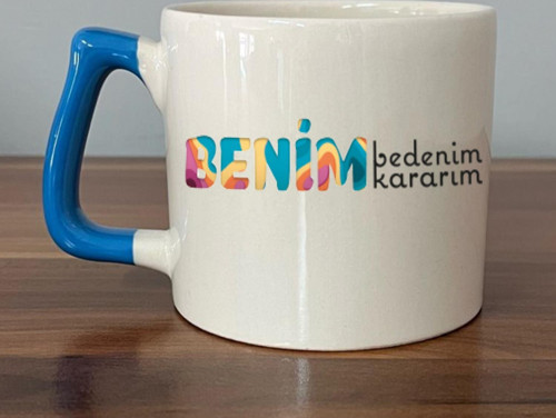 Benim Bedenim, Benim Kararım Baskılı Kadınlar Günü Mavi Kulplu D Kupa