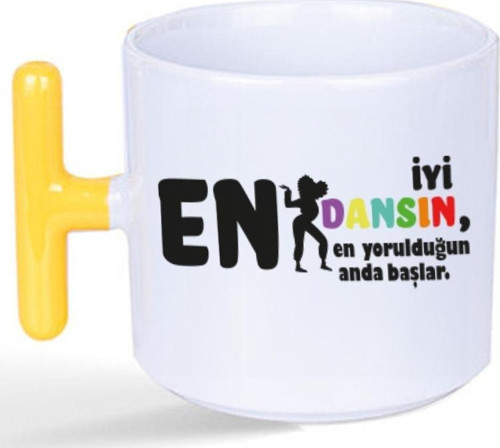 En İyi Dansın Baskılı Kadınlar Günü Sarı Kulplu T Kupa