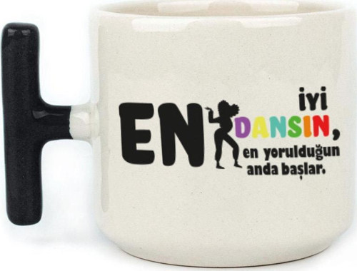 En İyi Dansın Baskılı Kadınlar Günü Siyah Kulplu T Kupa