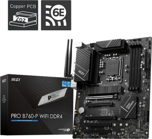 Pro B760-P Wifi Ddr4 İntel B760 Soket 1700 Ddr4 5333(Oc)Mhz Atx Gaming Oyuncu Anakart