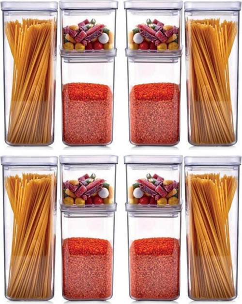 Vakum Kapaklı Kristal Saklama Kabı 12'li Set