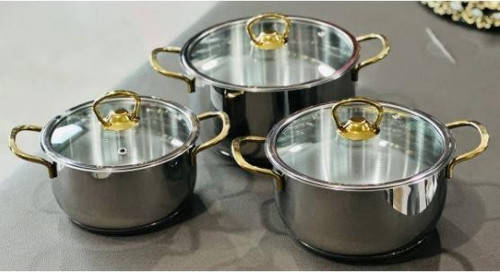 Samira Tencere Seti Cam Kapaklı Gold ST00072