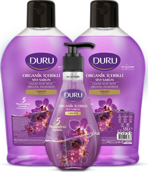 Orkide Organik Içerikli Sıvı Sabun 1,5 lt + 1,5 lt + 500 ml