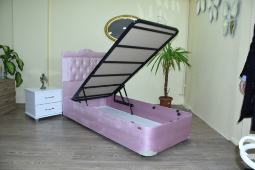 Baza-Başlık 13430 TAY TÜY PEMBE Kumaş MODEL Kapitone başlık Metal 90*190 El Yapım