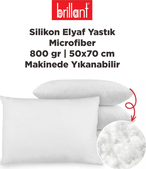 Microfiber Silikon Elyaf Yastık 800 gr | 50x70 | Makinede Yıkanabilir Silikon Yastık