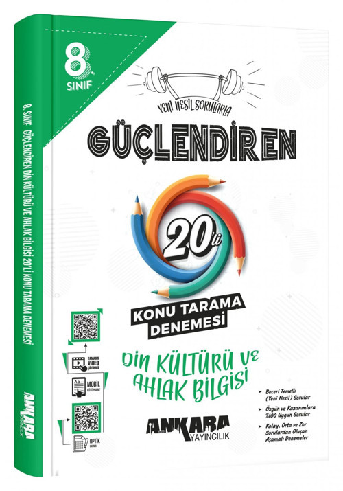 Ankara Yayınları 8. Sınıf Güçlendiren Din Kültürü ve Ahlak Bilgisi 20 Konu Tarama Denemesi Ankara