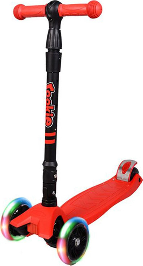 Katlanabilir Işıklı Maxi Scooter 3 Tekerlekli Kırmızı