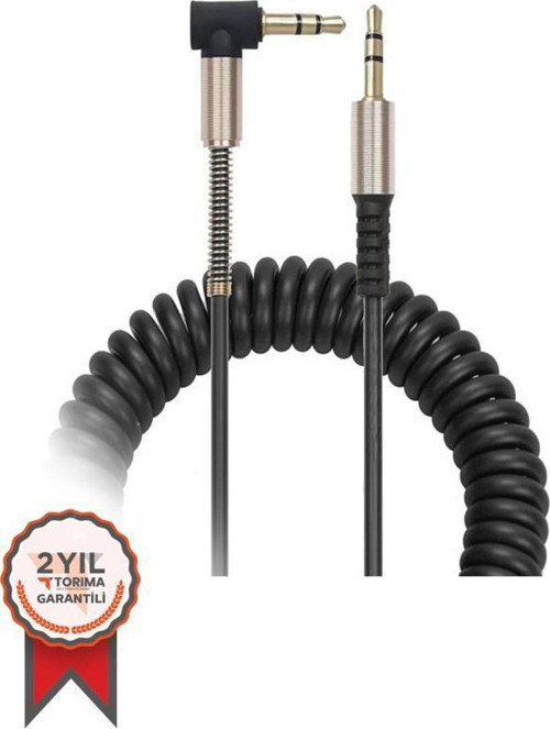 XF-10 Siyah Altın Uçlu Araç Müzik Ses Kablosu Stereo Aux Kablo 1 Mt - 3.5mm
