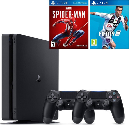 PS4 Slim 1 TB Oyun Konsolu + PS4 Spider-Man + PS4 Fifa 19 Türkçe + 2. Kol