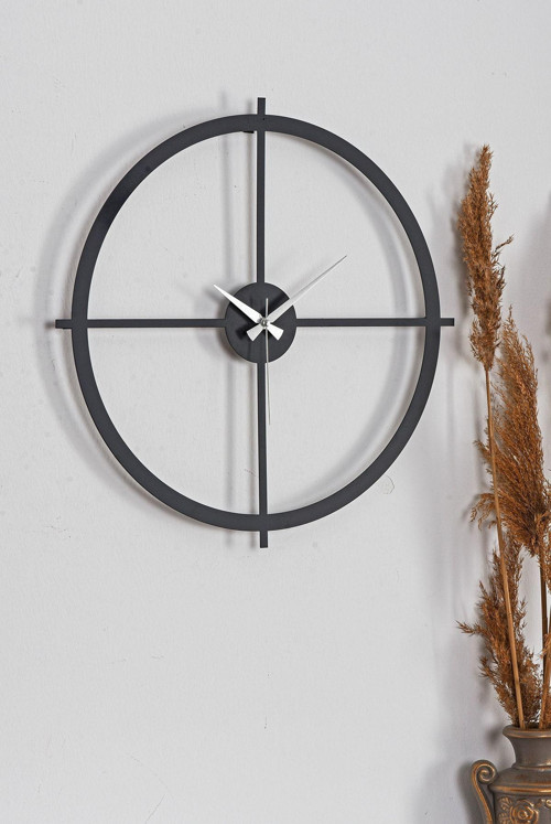 Lanark Metal Siyah Duvar Saati 50x50cm