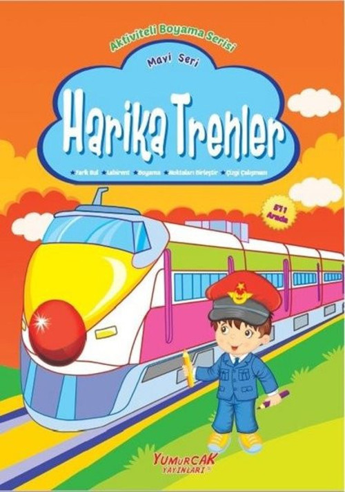 Harika Trenler Mavi Seri-Aktiviteli Boyama Serisi