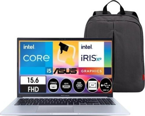 Vivobook-15 F1502ZA-EJ1534 Intel Core I5 1235U 40GB 512GB SSD 15.6 Fhd Freedos Dizüsütü Bilgisayar Snertech Çanta