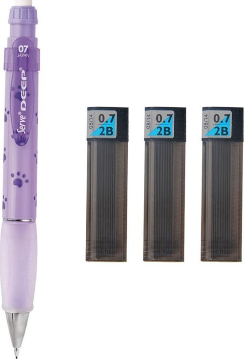 Deep Doğa Desen Versatil 0,7 Pastel Lavanta Köpek Pati + Tombow 0.7 mm 2b Uç 3 Adet