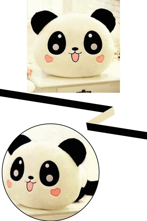Panda Figürlü Kalp Yanaklı Sevimli Peluş Yastık Minnoş Yavru Panda Tasarımlı Dekoratif Yastık